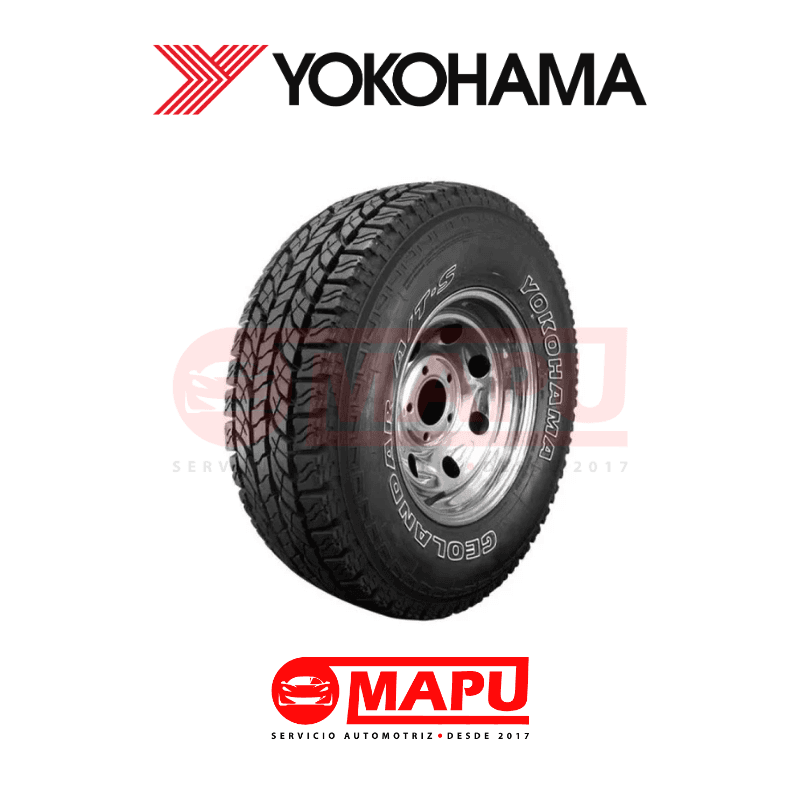 Imagen de Neumático All Terrain Yokohama para camioneta o SUV, con buen agarre y resistencia para ciudad, carretera y caminos rurales.