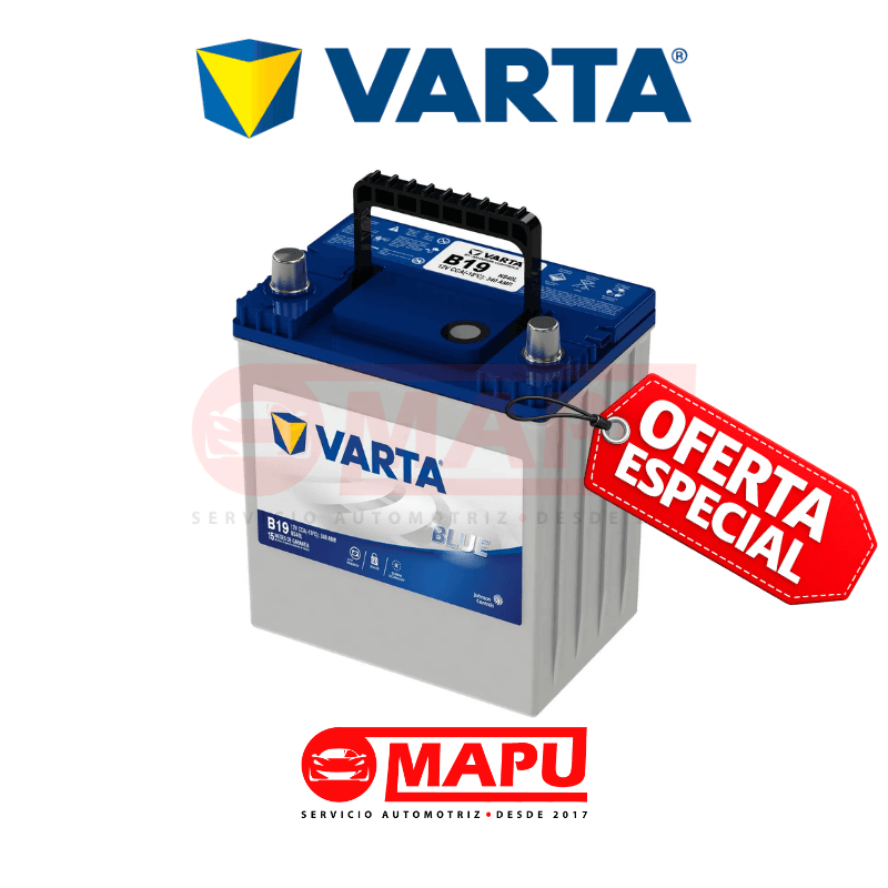 Imagen de Batería VARTA 12V 35Ah – 340CCA, libre de mantención, ideal para autos con demanda eléctrica normal. Configuración (− +) / positivo a la derecha para un calce correcto.