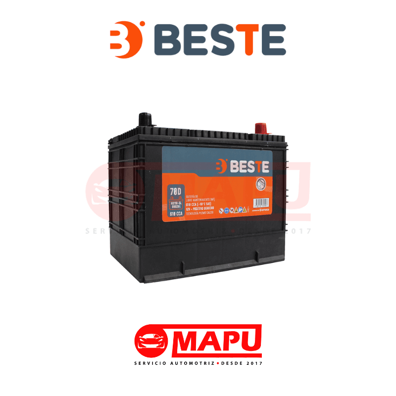 Imagen de Batería BESTE 12V 90Ah – 630CCA, con polaridad (+ -) / positivo izquierdo, ideal para vehículos que requieren alta capacidad y arranque confiable.